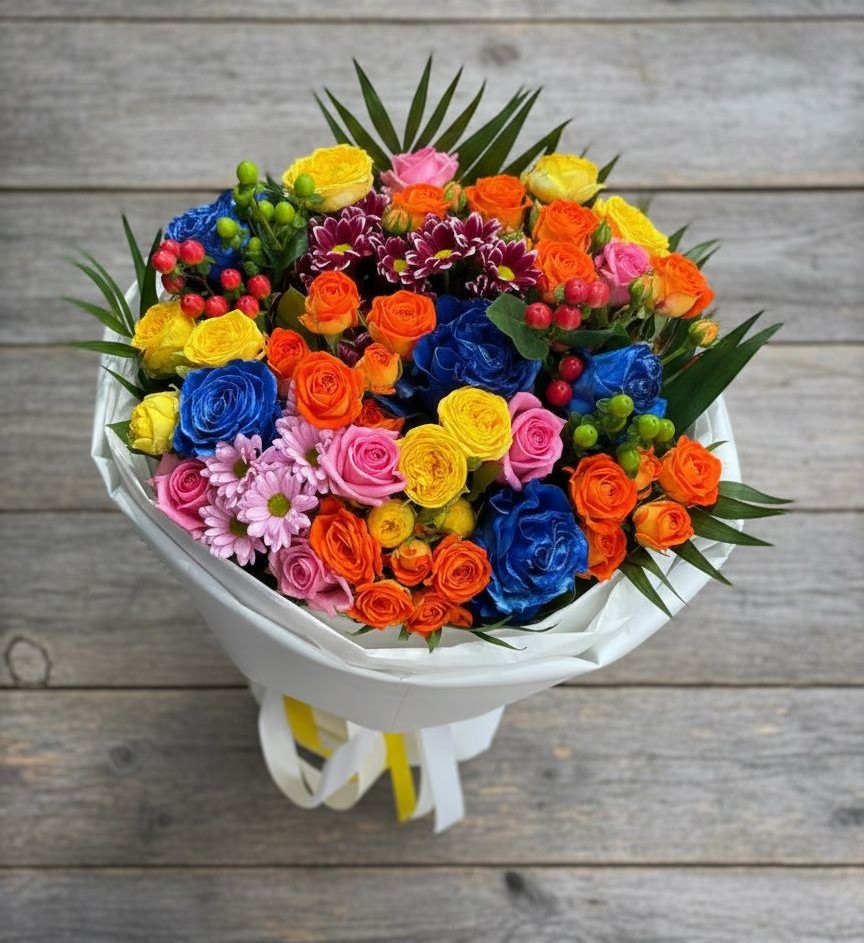 Букет цветов из: Розы и Хризантемы в Качалинской