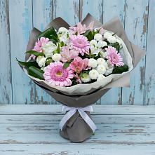 Букет цветов из:  Герберы, Альстромерии и Хризантемы #REPLACE_PRED# Качалинской