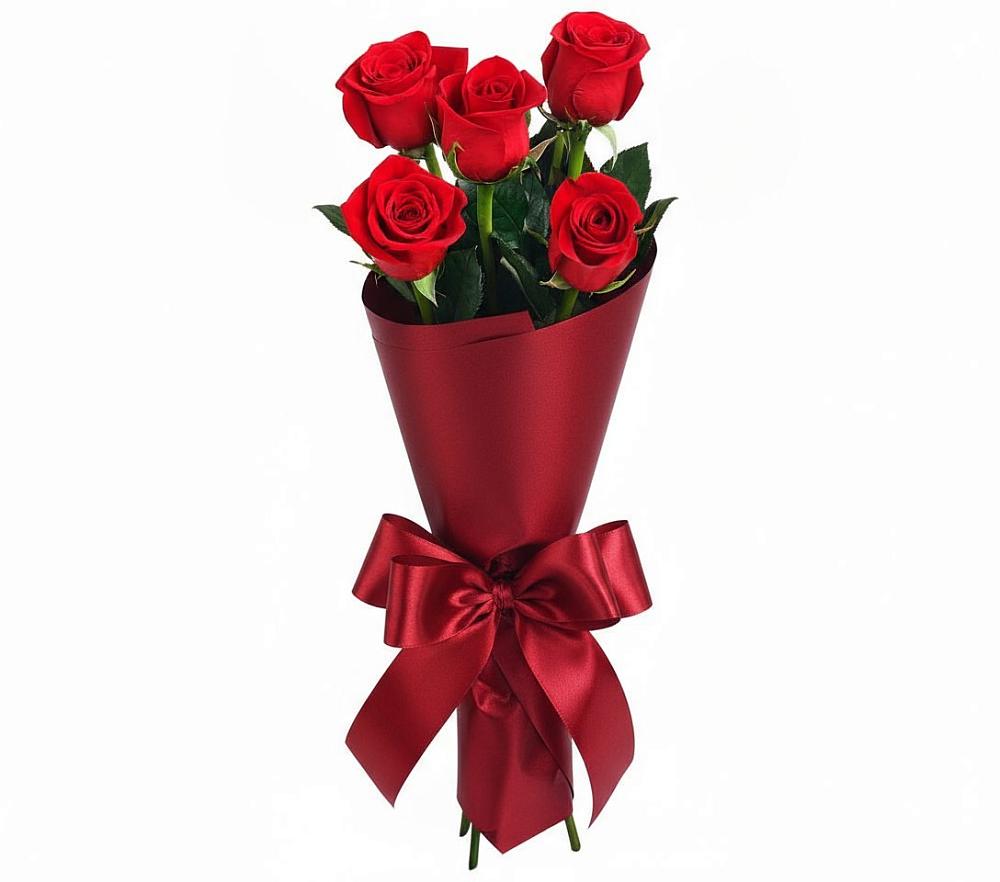 Букет 5 Красных роз Эдлесс Лав в Качалинской
