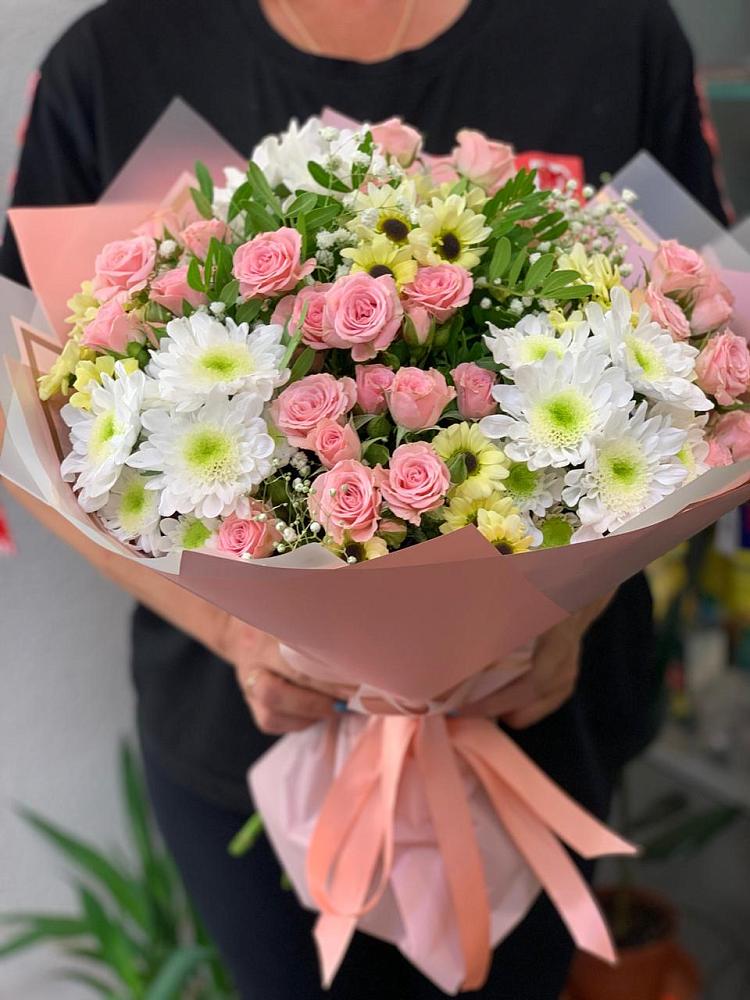 Букет цветов из: Розы и Хризантемы в Качалинской