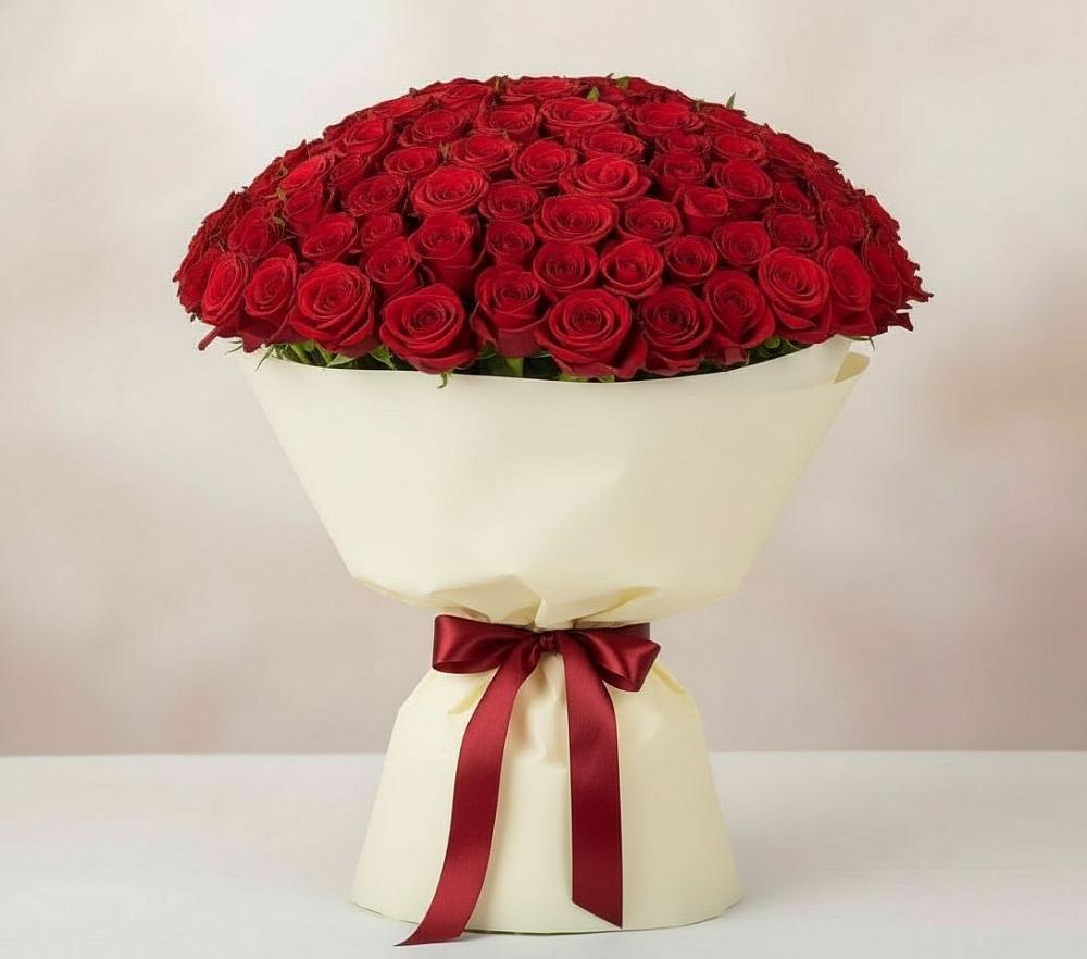 Букет 101 Красная роза Милано в Качалинской