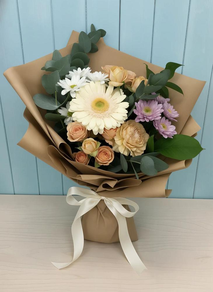 Букет цветов из: Герберы и Хризантемы в Качалинской