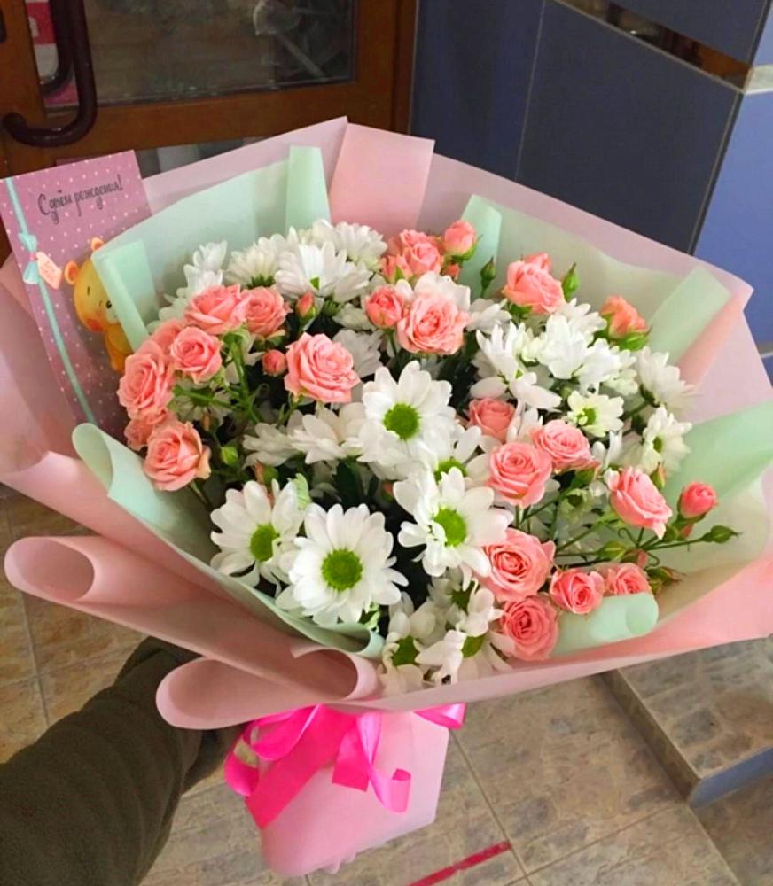 Букет цветов из: Розы и Хризантемы в Качалинской