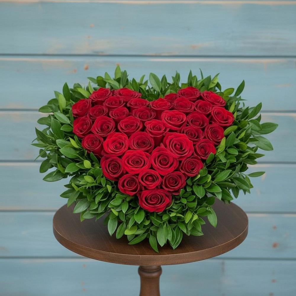 Цветочная композиция из Розы в виде сердца в Качалинской