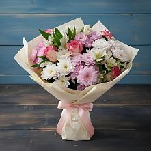 Букет цветов из:  Хризантемы, Альстромерии и Розы в Качалинской