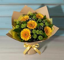 Букет цветов из:  Герберы и Хризантемы в Качалинской