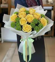 Букет цветов из:  Хризантемы и Розы #REPLACE_PRED# Качалинской