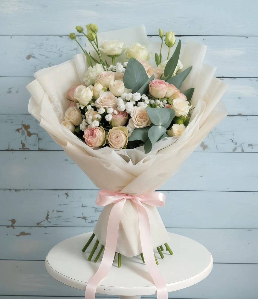 Букет цветов из: Розы и Лизиантусы в Качалинской