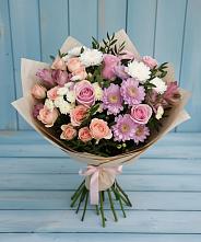 Букет цветов из:  Хризантемы, Розы и Альстромерии в Качалинской