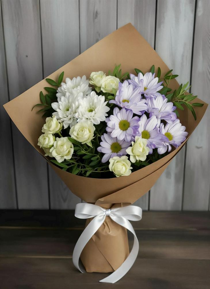 Букет цветов из: Хризантемы и Розы в Качалинской